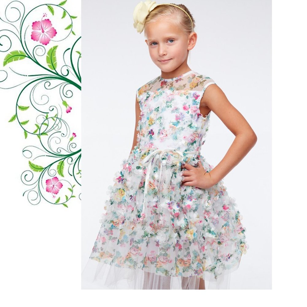 Halabaloo‎ Flower Petals Girls Fancy Spring Mothers Day Wedding Dress 7 8 NWT